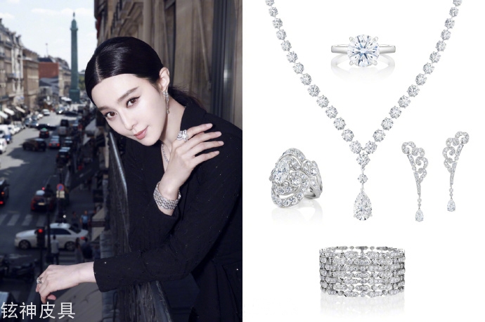 范冰冰太美红裙搭配的初放莲花钻饰