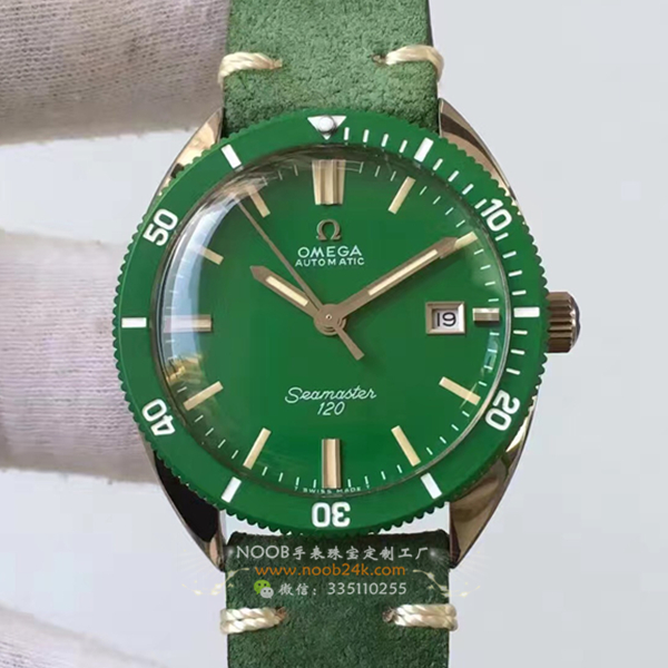 【台湾工厂】欧米茄 复古海马120 绿水鬼绿色自动机械腕表