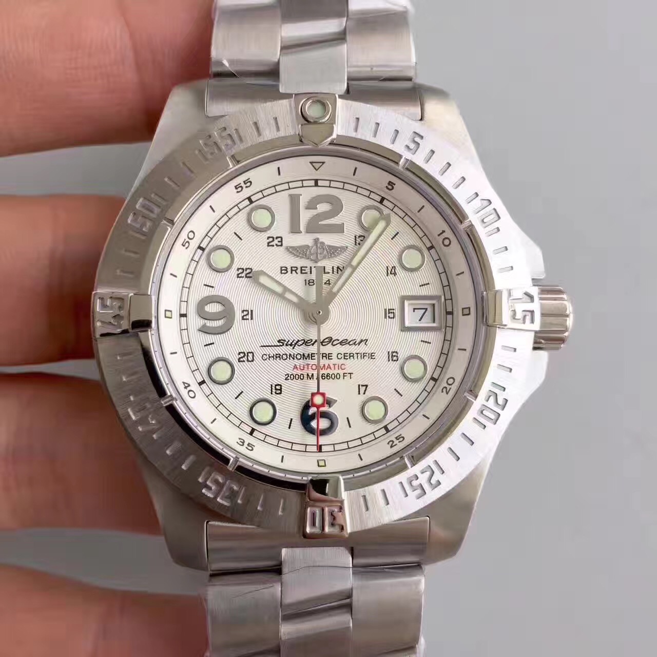 【H厂】百年灵超级海洋系列精钢表壳 白色表盘 精钢表链腕表