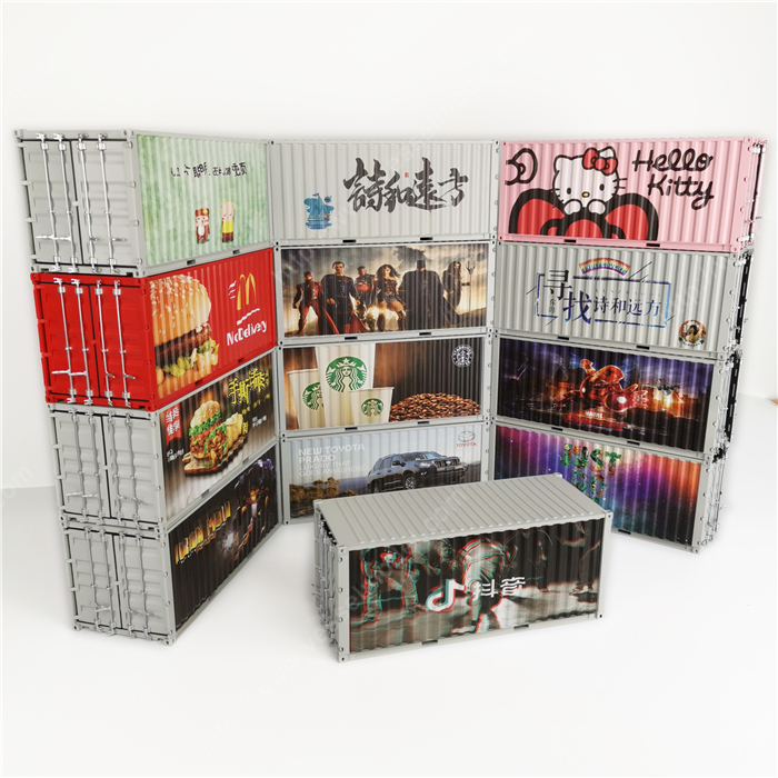 1:20创意涂鸦集装箱诗和远方集装箱纸巾盒笔筒模型制作
