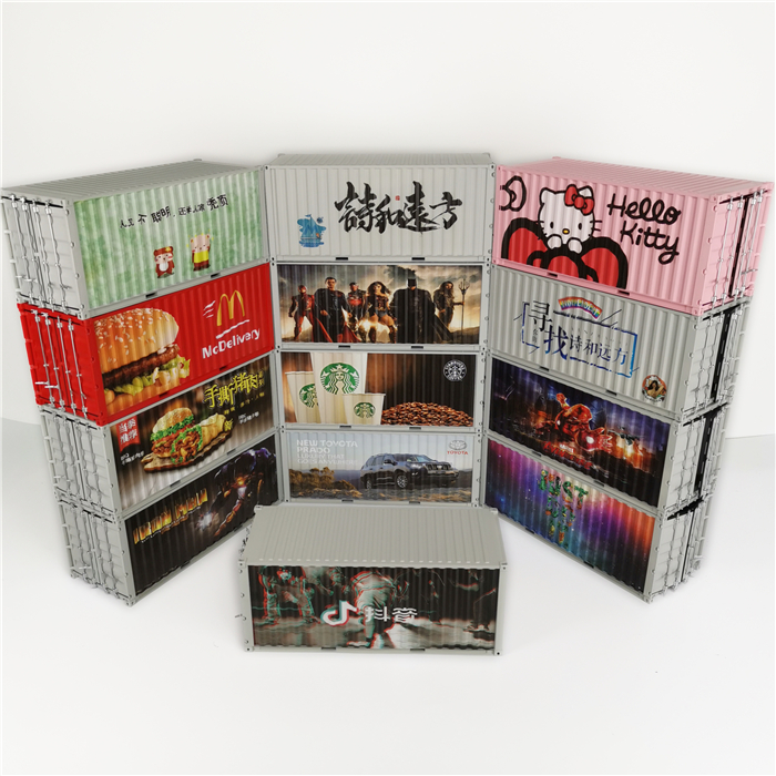 1:20创意涂鸦集装箱水墨画集装箱纸巾盒笔筒模型制作