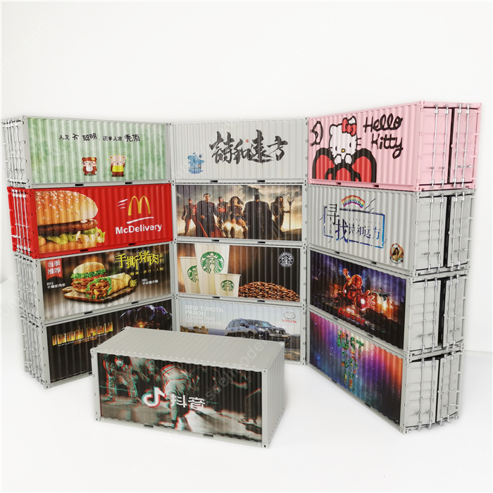 1:20创意涂鸦集装箱水墨画集装箱纸巾盒笔筒模型制作