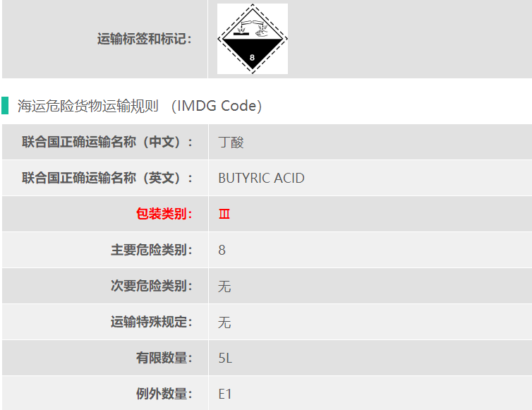 UN2820丁酸危险品海运
