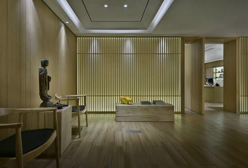 上海禪意中式辦公室裝修設計施工效果圖