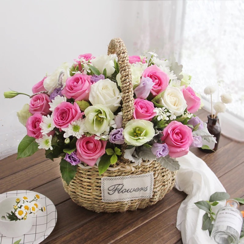 【小美好】粉玫瑰混搭花篮-粉玫瑰-鲜花-商城产品-首页