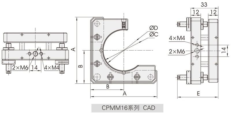 CPMM16系列三维调整镜架CAD