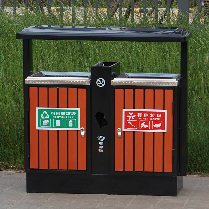 钢木垃圾桶