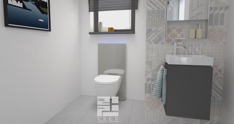 马桶墙面排水管安装动画